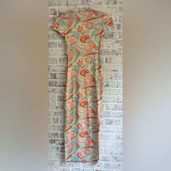 Princess Polly Anna Maxi Dress Pastel Multicolor w/ Slit and side cut out, sz 2 - Picture 5 of 8